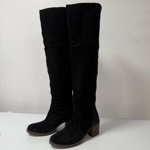 Lucky Brand Black Suede Tall Heeled Boots